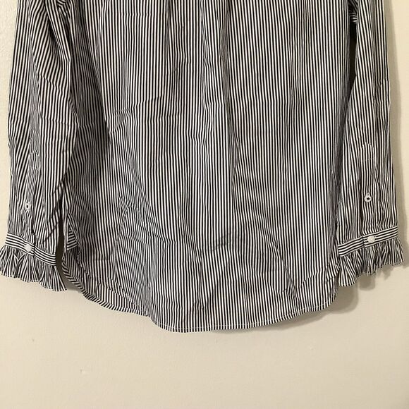 J.Crew Maximalist Striped Ruffle Cotton Twee Work Preppy Button Down Bow Shirt 6 - Picture 12 of 12
